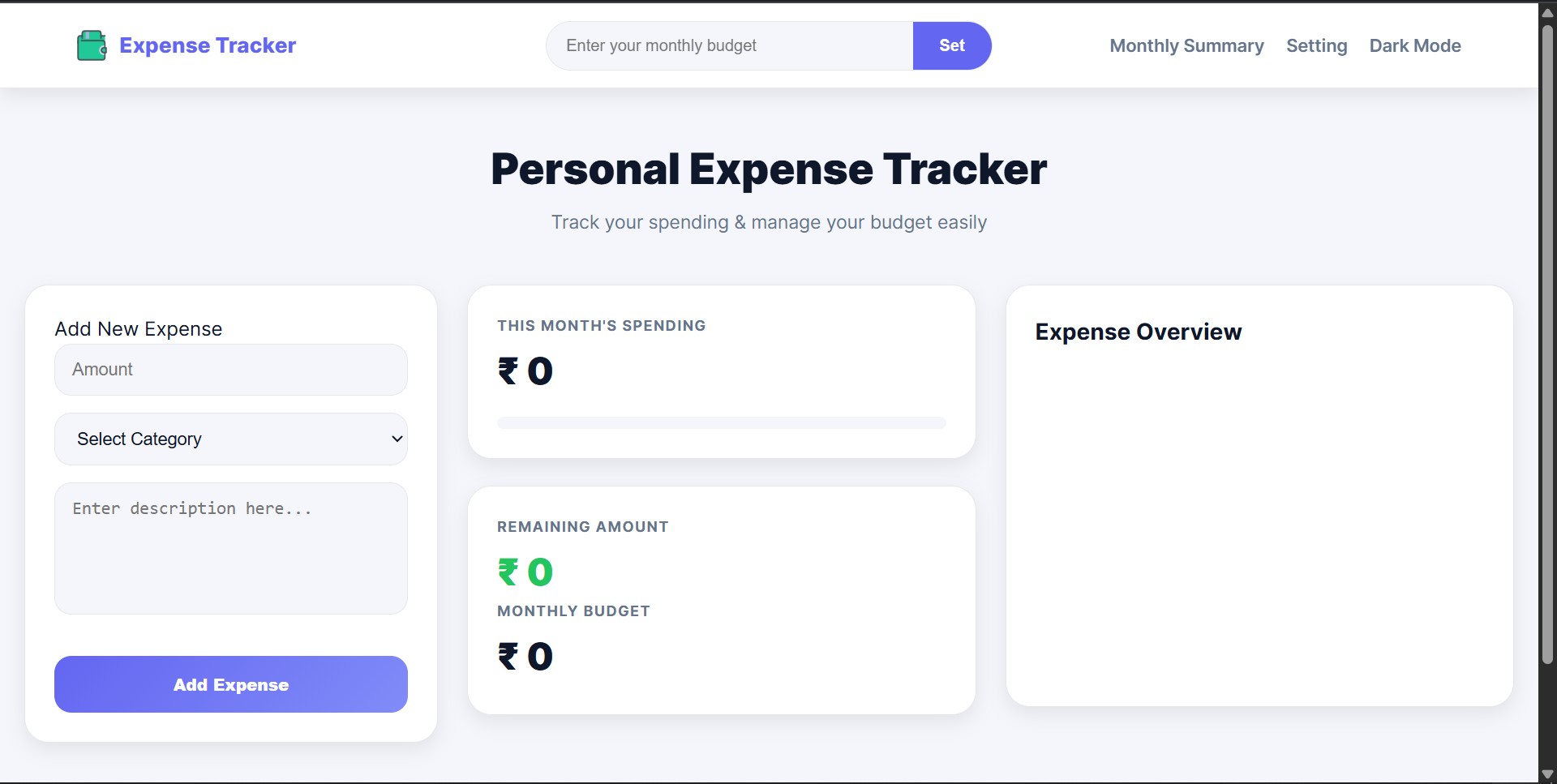 Expense Tracker project screenshot